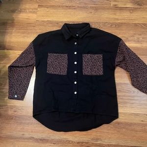 Black cheetah denim jacket